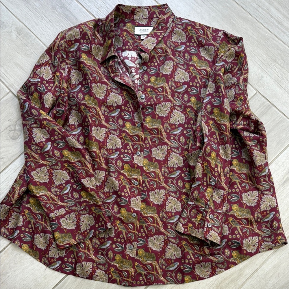 J. Crew Red and Gold Casual Button Down Shirt